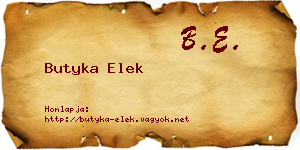Butyka Elek névjegykártya